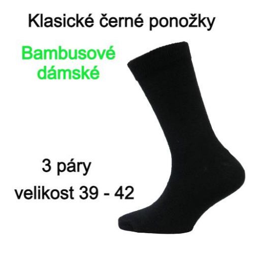 Klasické bambusové ponožky černé 3 kusy