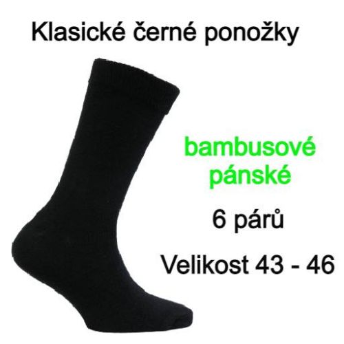 Klasické černé pánské ponožky 6 kusů