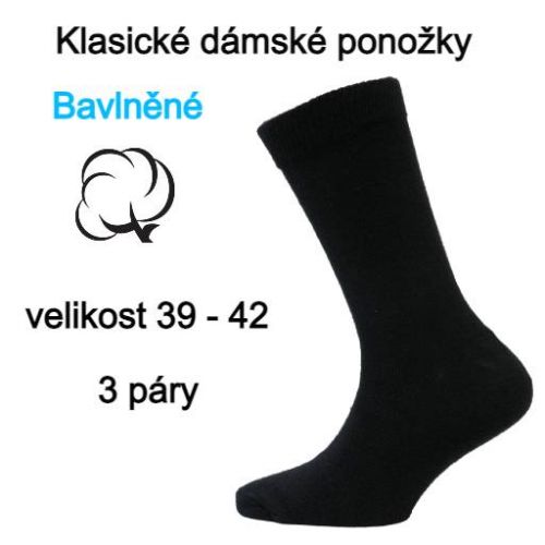 Dámské bavlněné ponožky černé 3 kusy