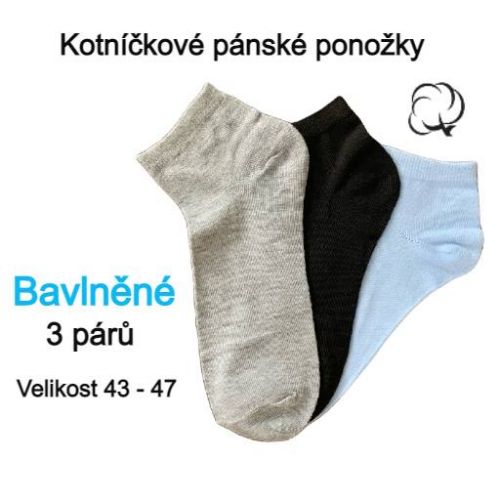 Kotníčkové barevné pánské ponožky 3 kusy