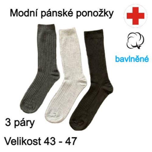 Bavlněné zdravotní módní ponožky 3 kusy