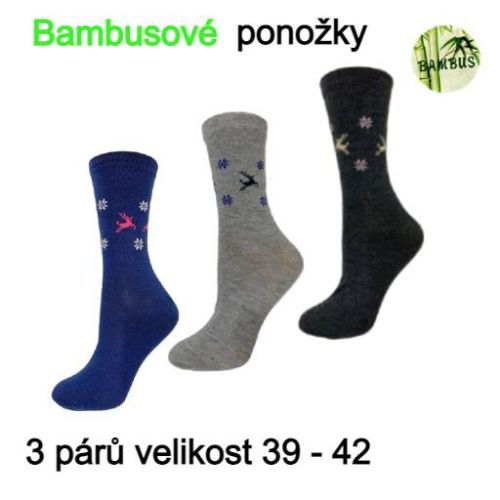 Bambusové ponožky dámské se vzorem 3 páry