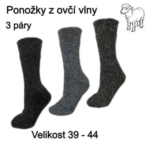 Ponožky ovčí vlna pánské balení 3 kusy