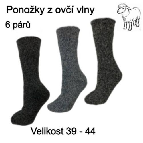 Ponožky ovčí vlna pánské balení 6 kusů